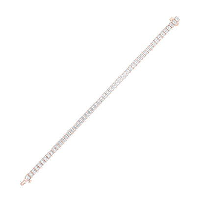 Emerald Shaped Lab Grown Diamond (F/VS) East West Line Bracelet in 14K Gold