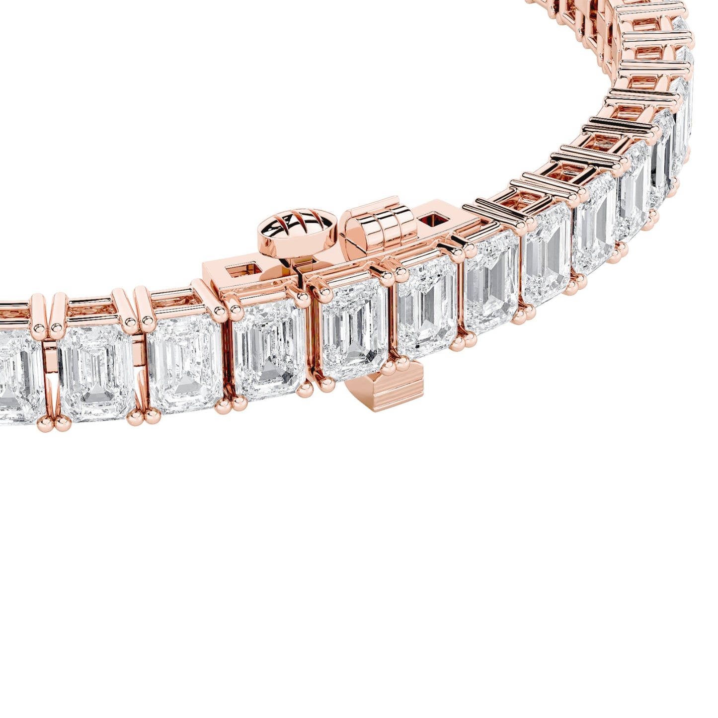 Emerald Shaped Lab Grown Diamond (F/VS) East West Line Bracelet in 14K Gold