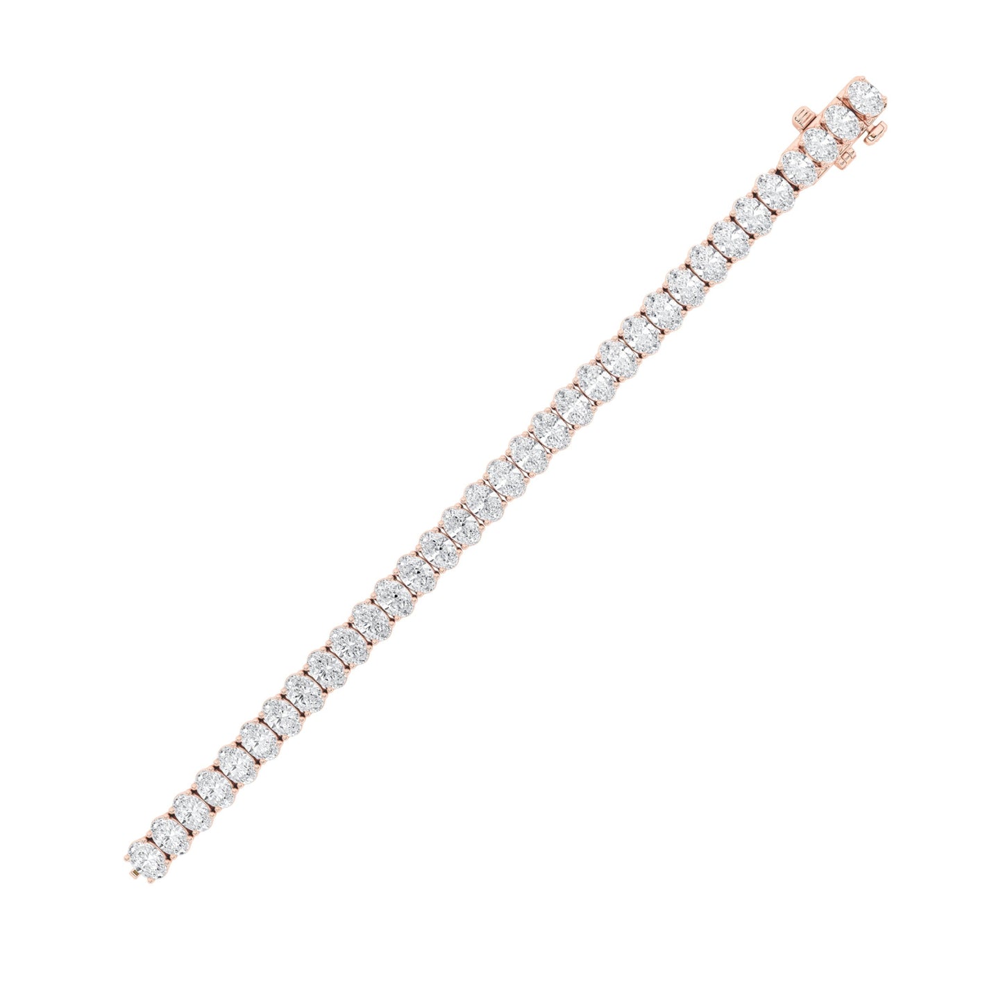 Oval Shaped Lab Diamond East West Line Bracelet in 14K Gold