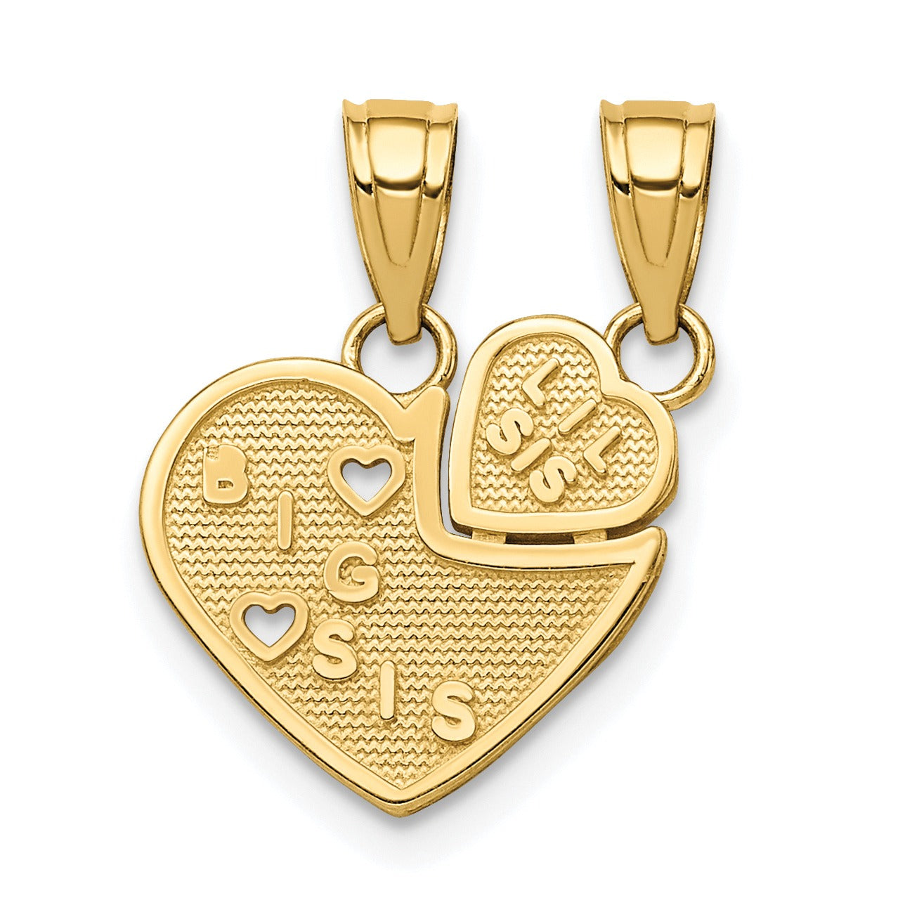 10K Real Gold 2 Sister Charm Break-Apart Pendants