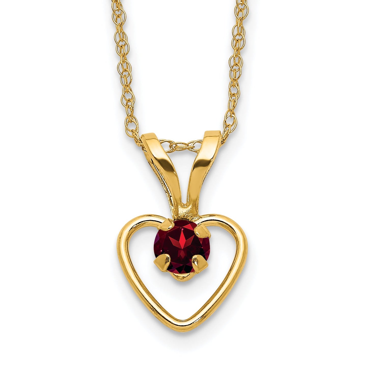 10k Yellow Gold Heart in Heart Birthstone Necklace