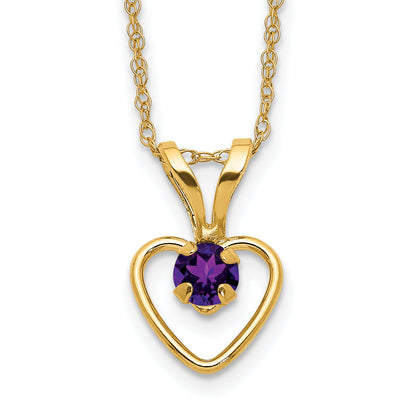 10k Yellow Gold Heart in Heart Birthstone Necklace