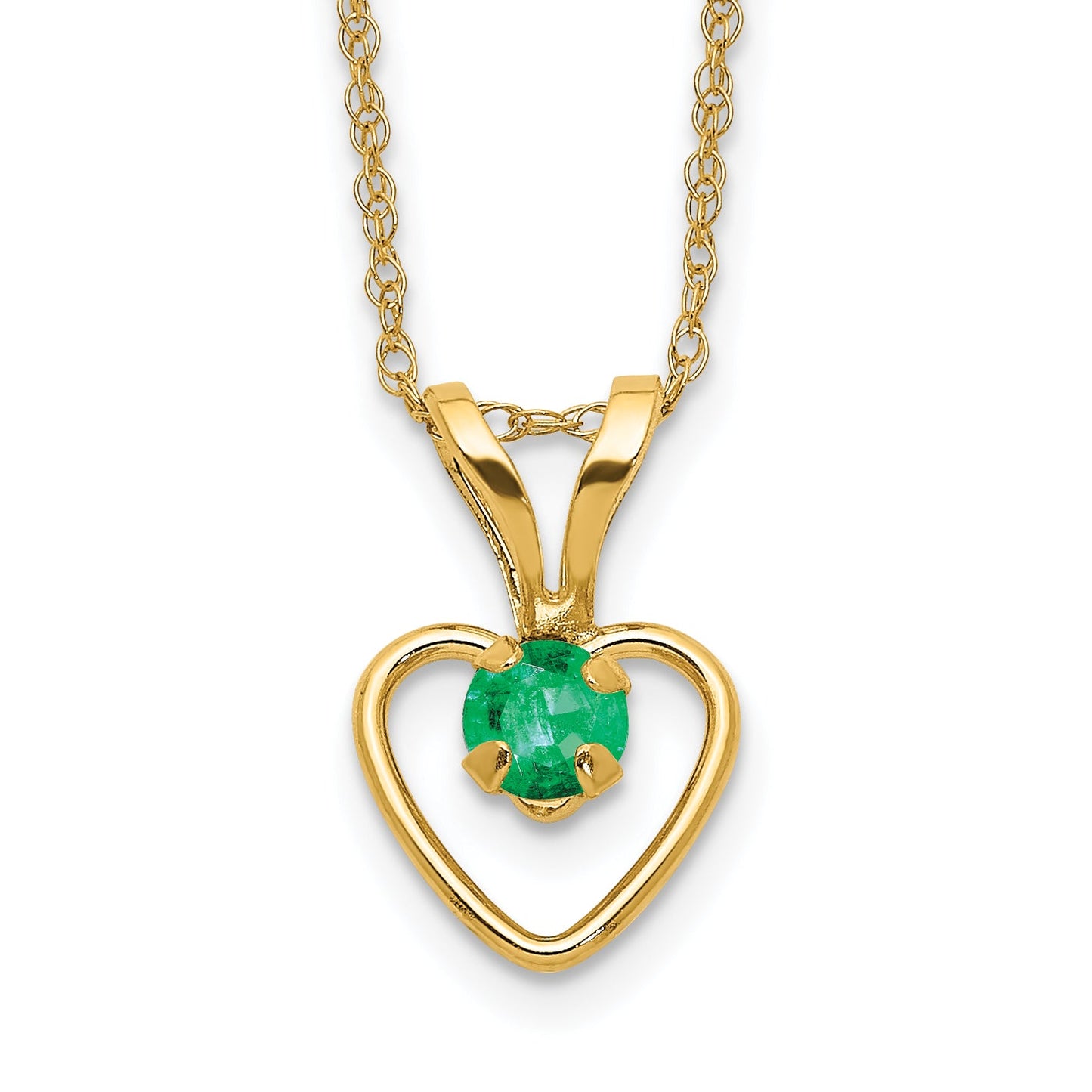 10k Yellow Gold Heart in Heart Birthstone Necklace