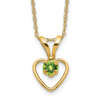 10k Yellow Gold Heart in Heart Birthstone Necklace