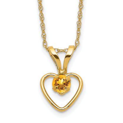 10k Yellow Gold Heart in Heart Birthstone Necklace