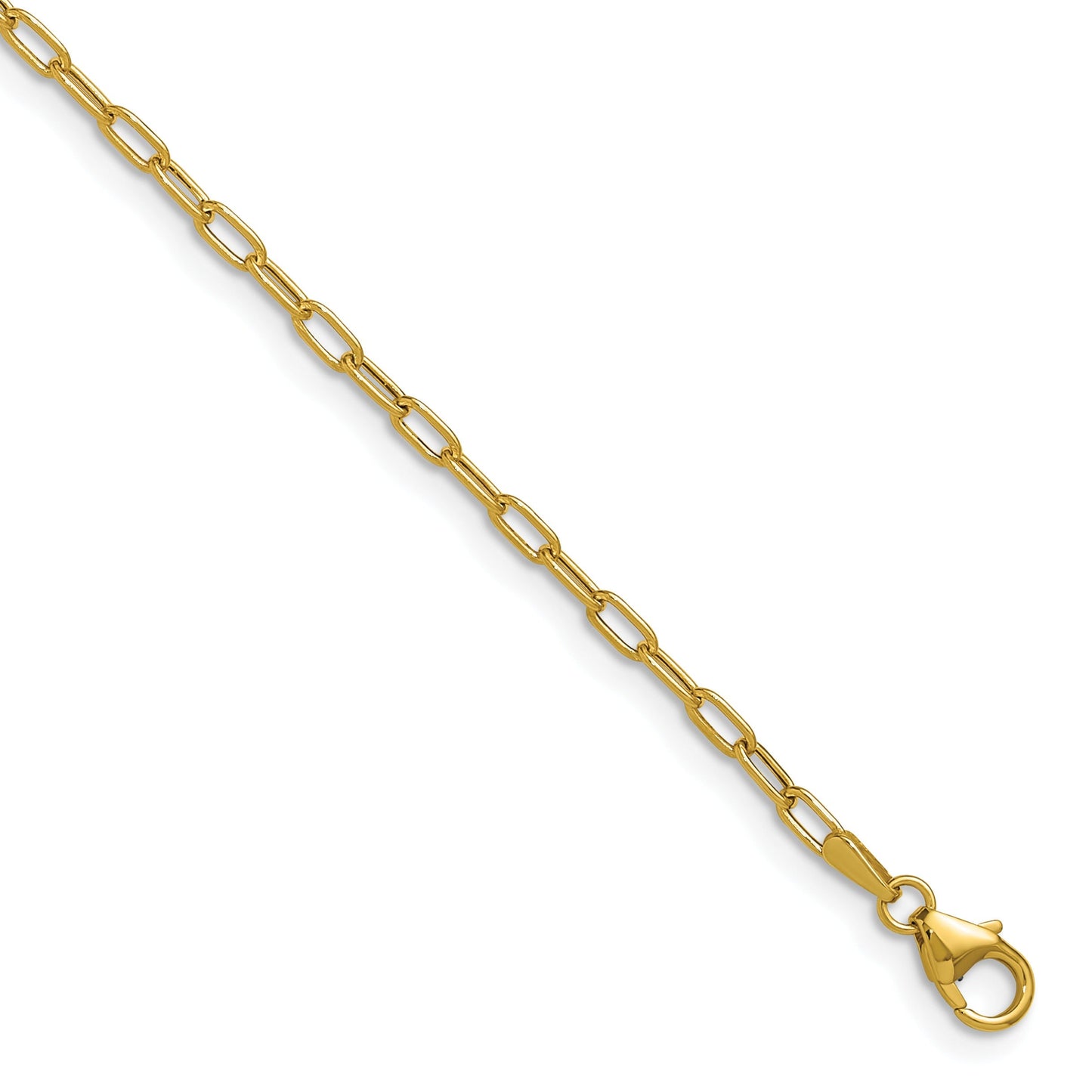 14k Yellow Gold Semi-Solid Paperclip Chain Necklace