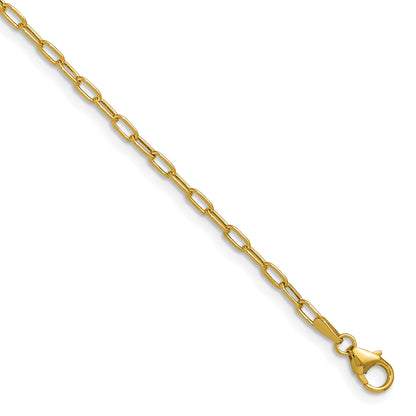 14k Yellow Gold Semi-Solid Paperclip Chain Necklace
