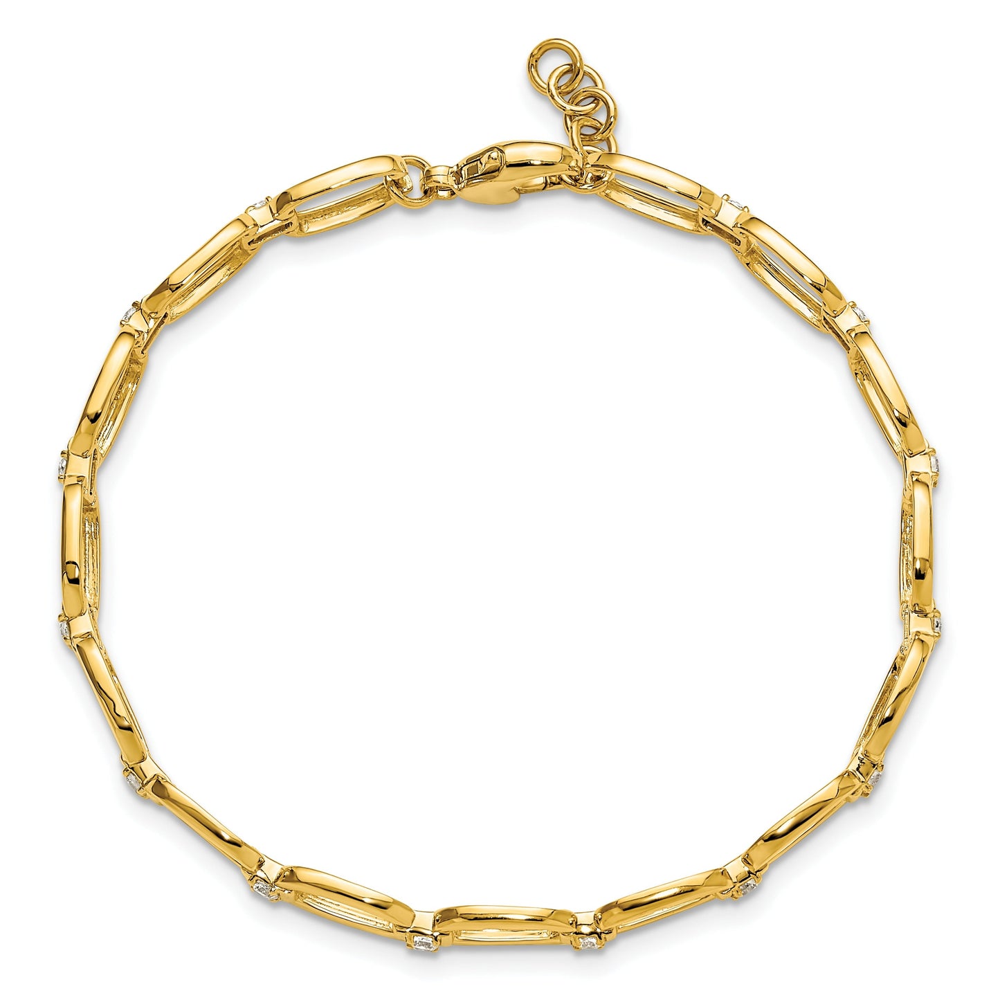 14k Yellow Gold 1/2 Carat Lab Diamond Oval Link Extension Bracelet