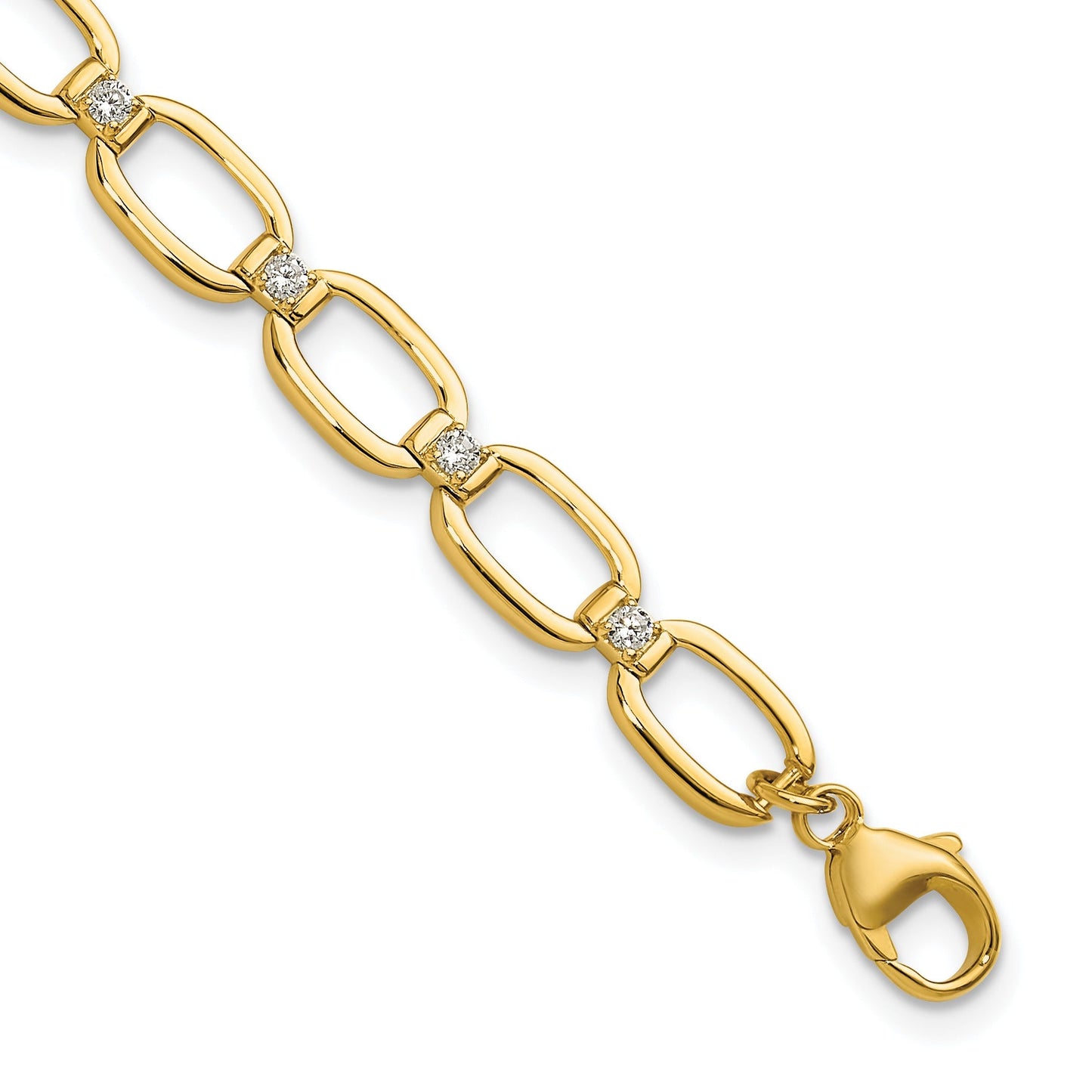 14k Yellow Gold 1/2 Carat Lab Diamond Oval Link Extension Bracelet