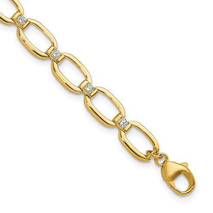 14k Yellow Gold 1/2 Carat Lab Diamond Oval Link Extension Bracelet