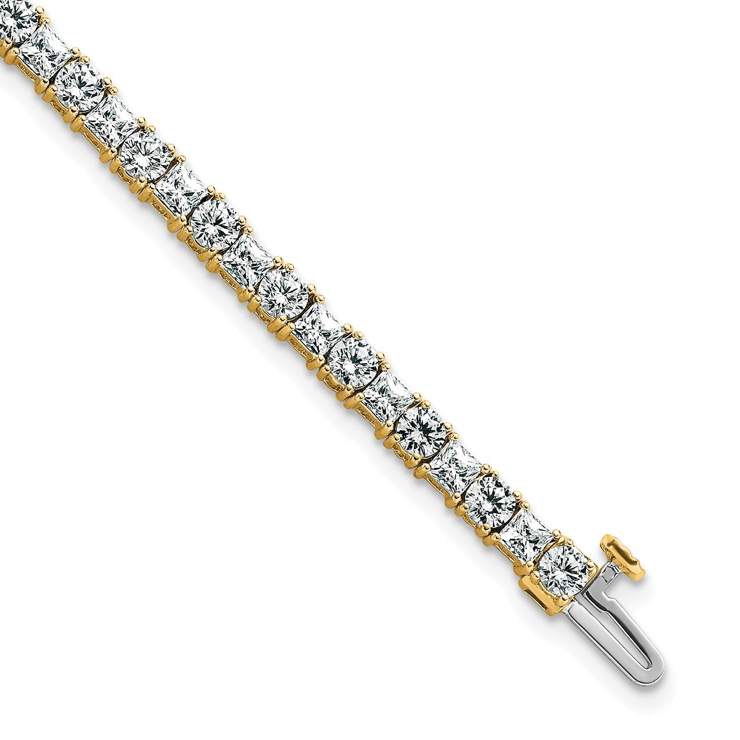 14k Yellow Gold Lab Diamond Tennis Bracelet 7 Carat