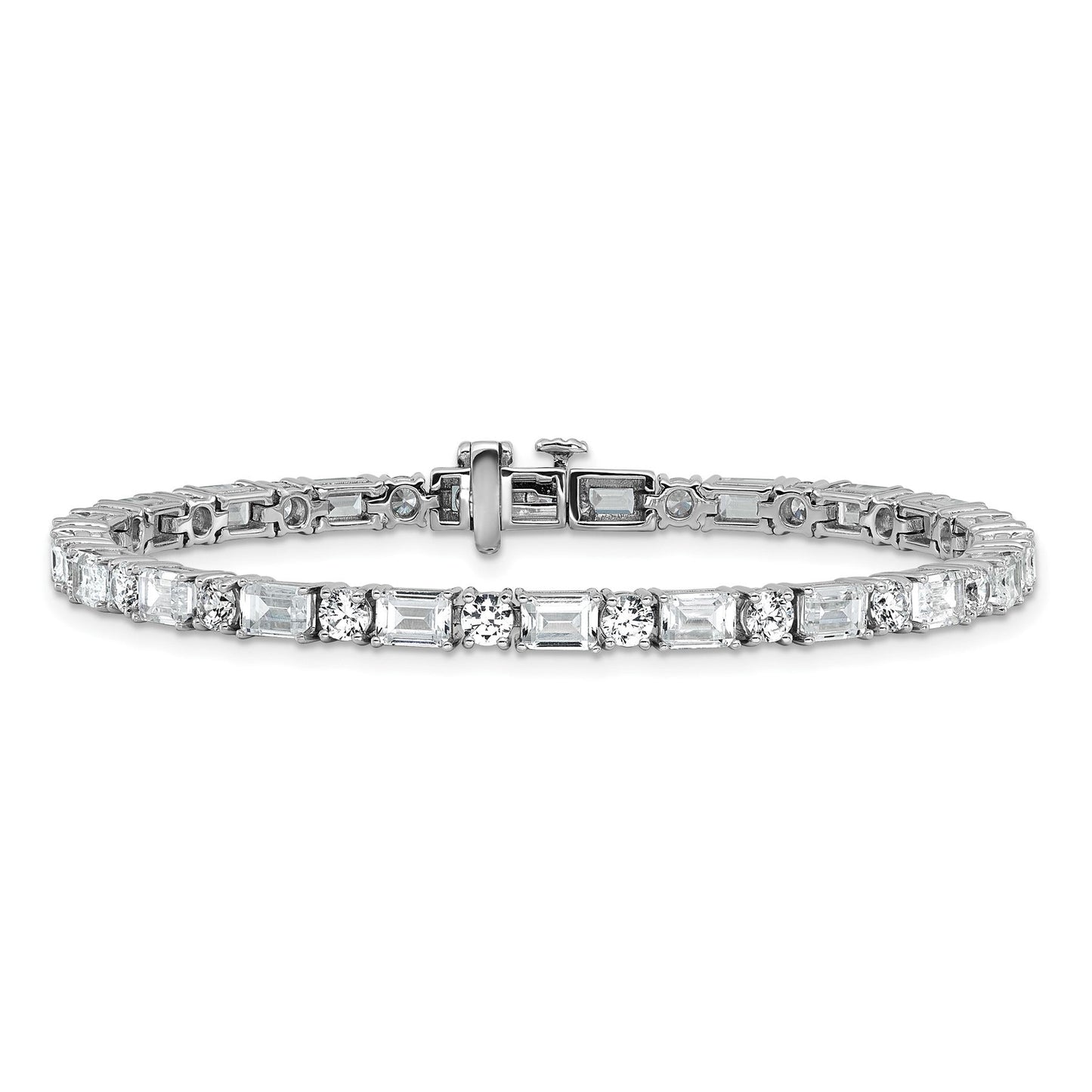 14K Gold Lab Grown Diamond Round and Emerald Tennis Bracelet 10 Ct