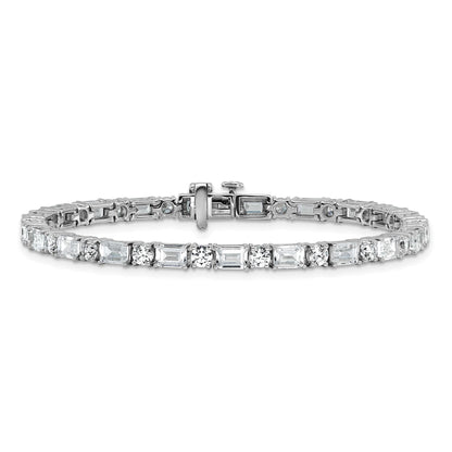 14K Gold Lab Grown Diamond Round and Emerald Tennis Bracelet 10 Ct