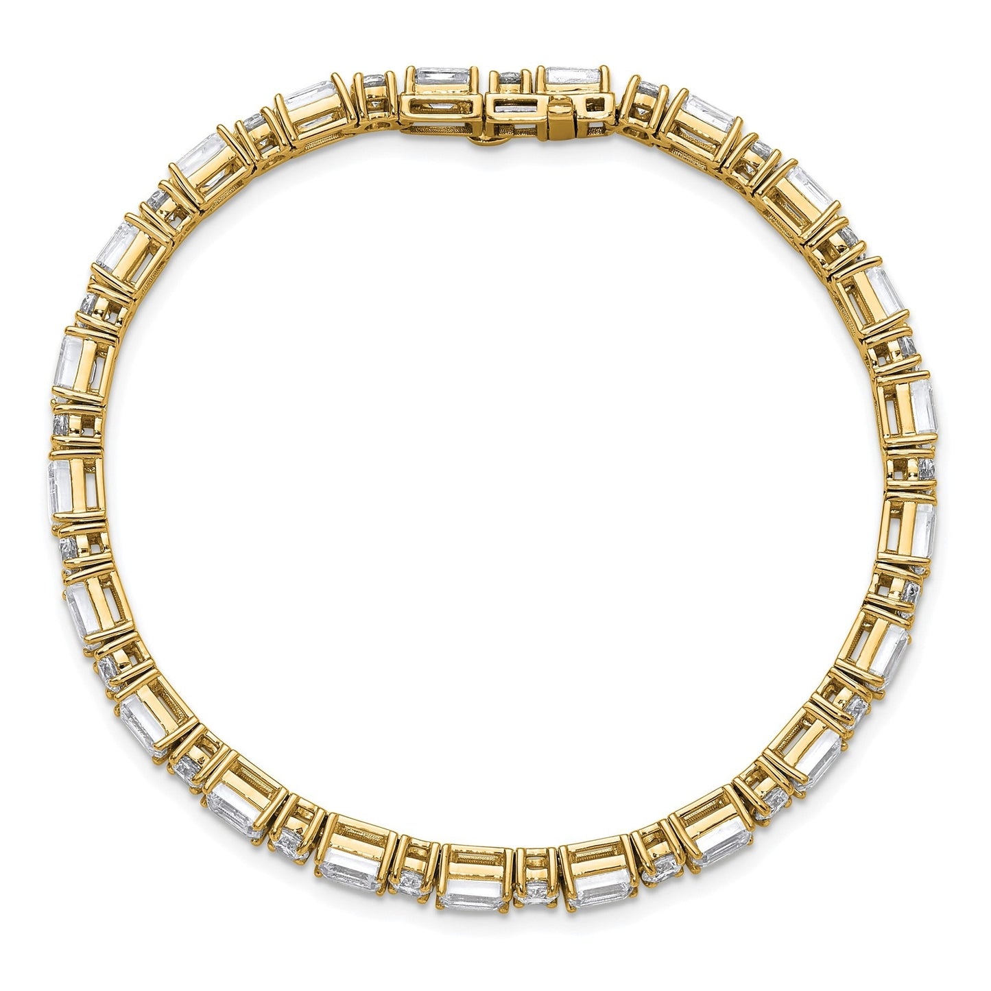 14K Gold Lab Grown Diamond Round and Emerald Tennis Bracelet 10 Ct