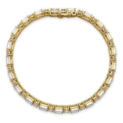 14K Gold Lab Grown Diamond Round and Emerald Tennis Bracelet 10 Ct