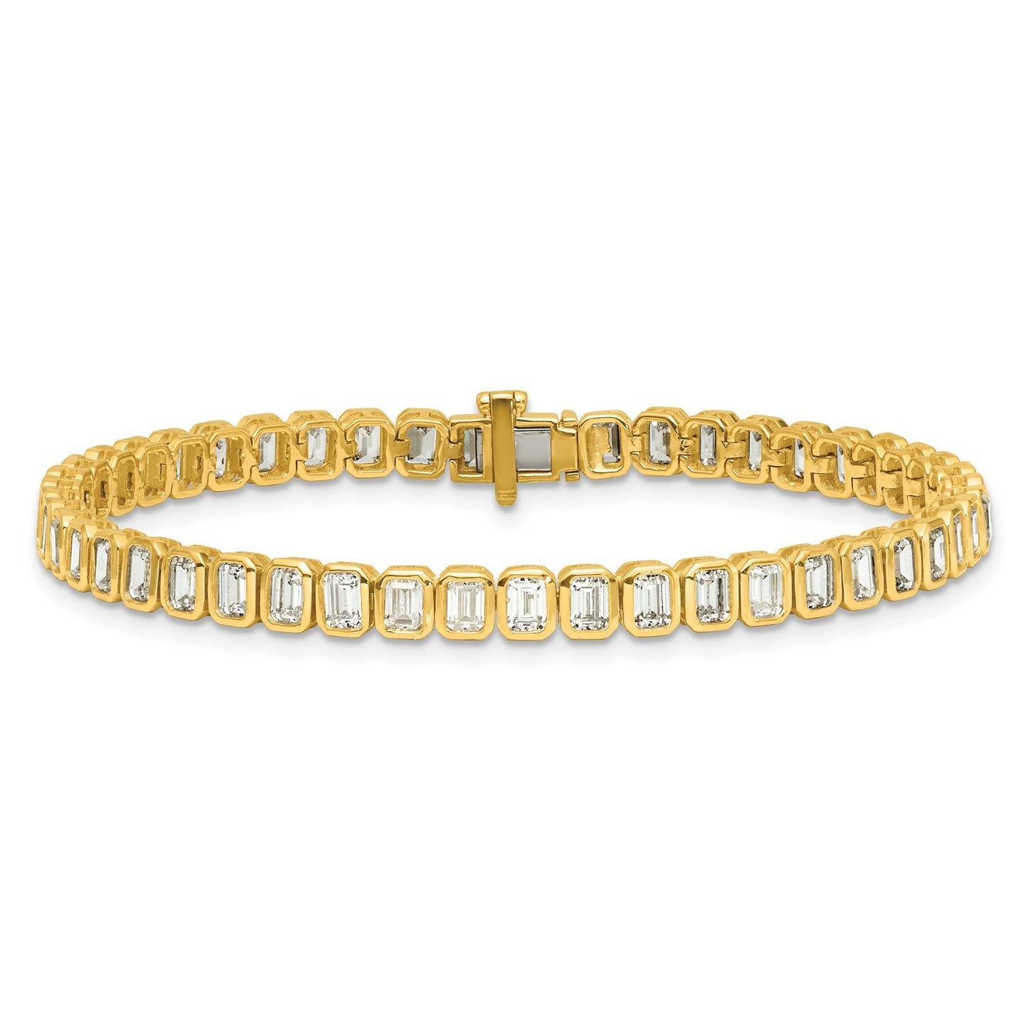 14K Gold  Lab Diamond Emerald Tennis Bracelets 6 1/2 carat