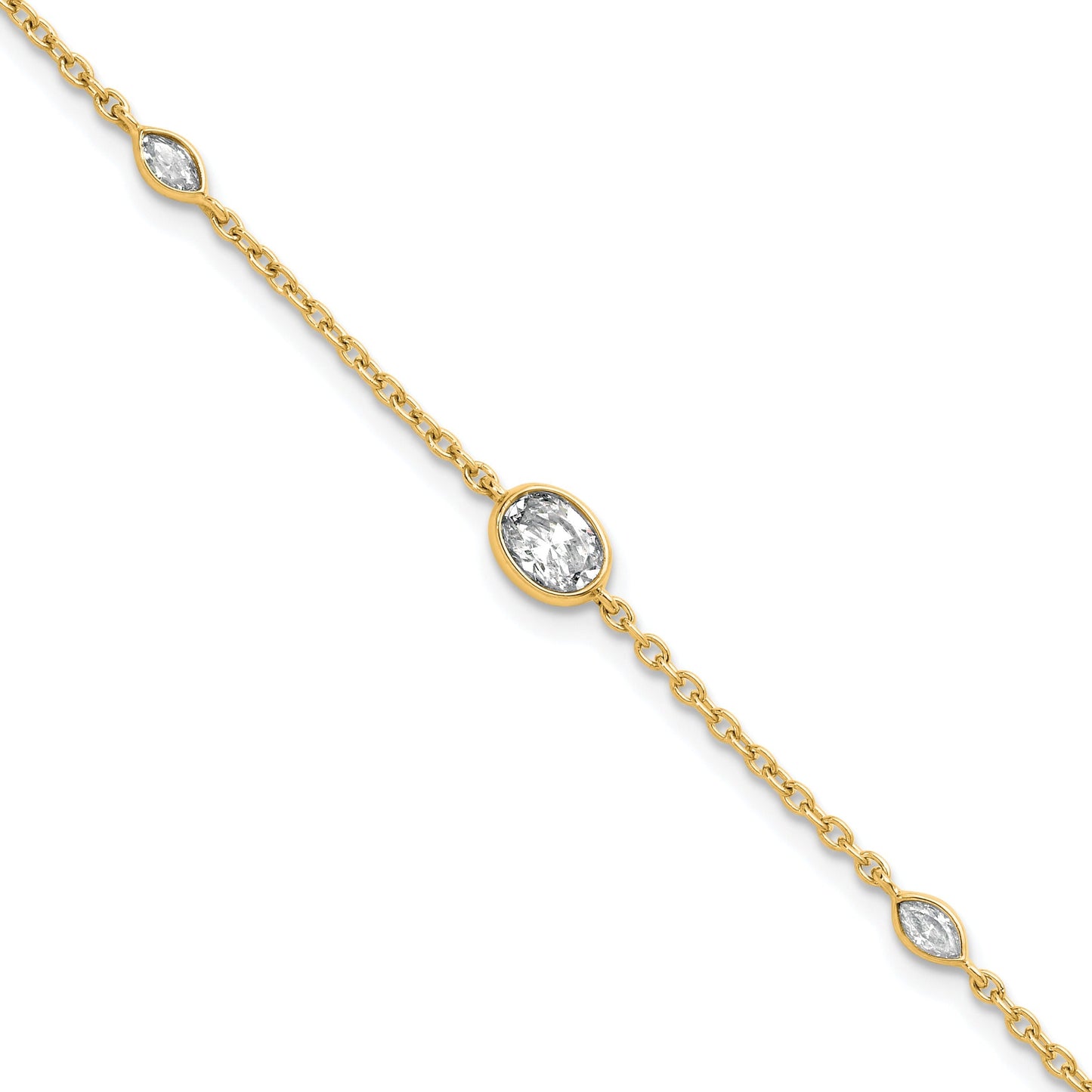 14K Yellow Gold Lab  Diamond Extension Station Bolo Bracelet