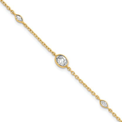14K Yellow Gold Lab  Diamond Extension Station Bolo Bracelet