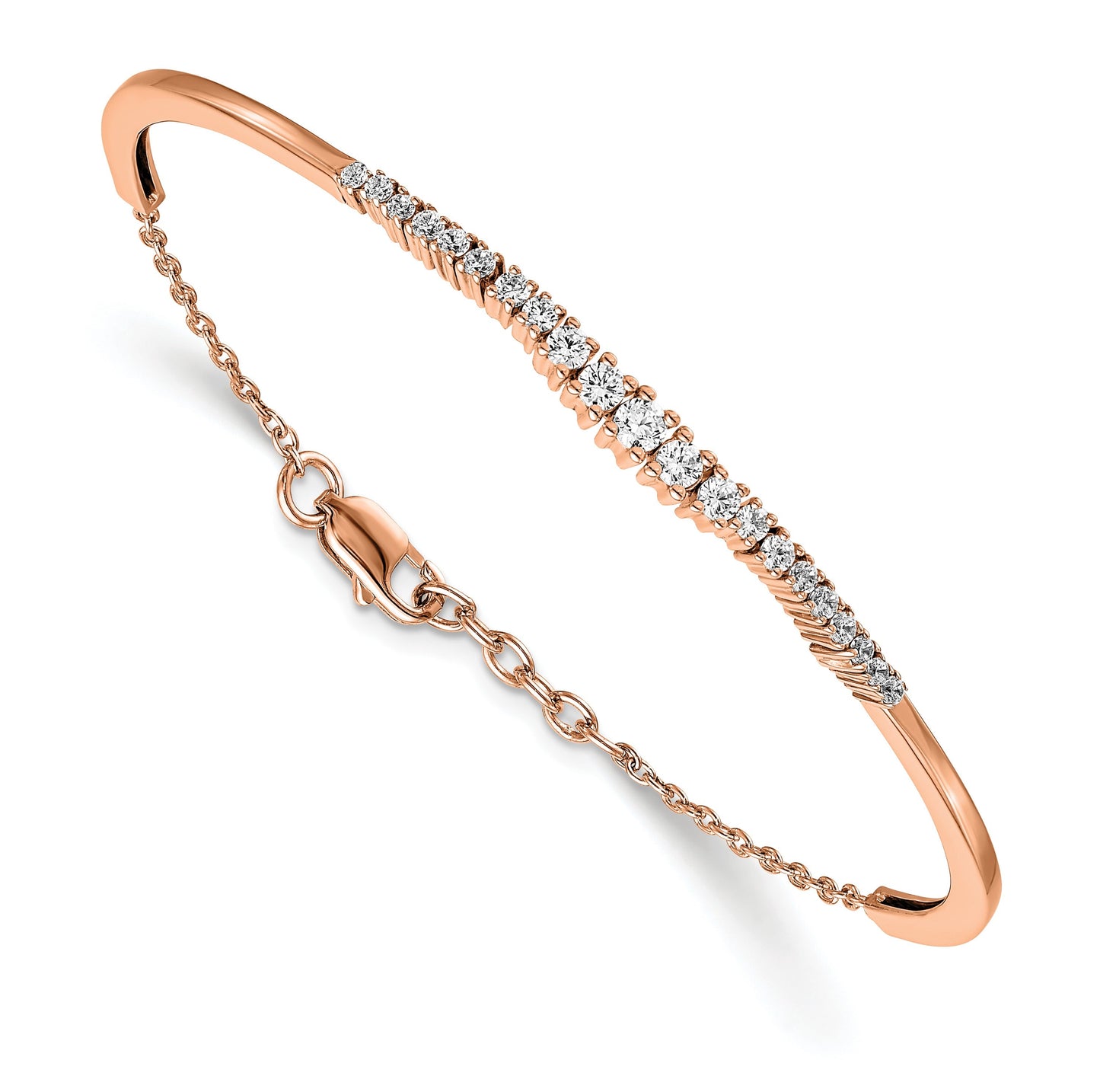 14k Gold Lab Grown Diamond Graduated Bangle Bracelet