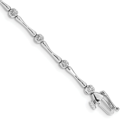 14k White Gold Diamond and Bar Link 7 inch  Fancy Bracelet