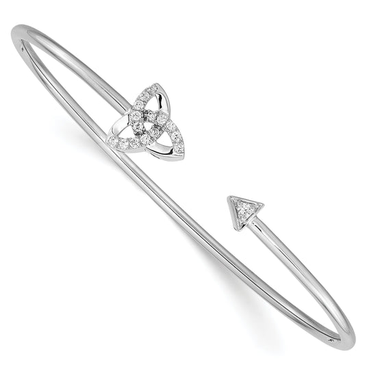 14k White Gold Lab Diamond Knot Cuff Flexible Bangle Bracelet