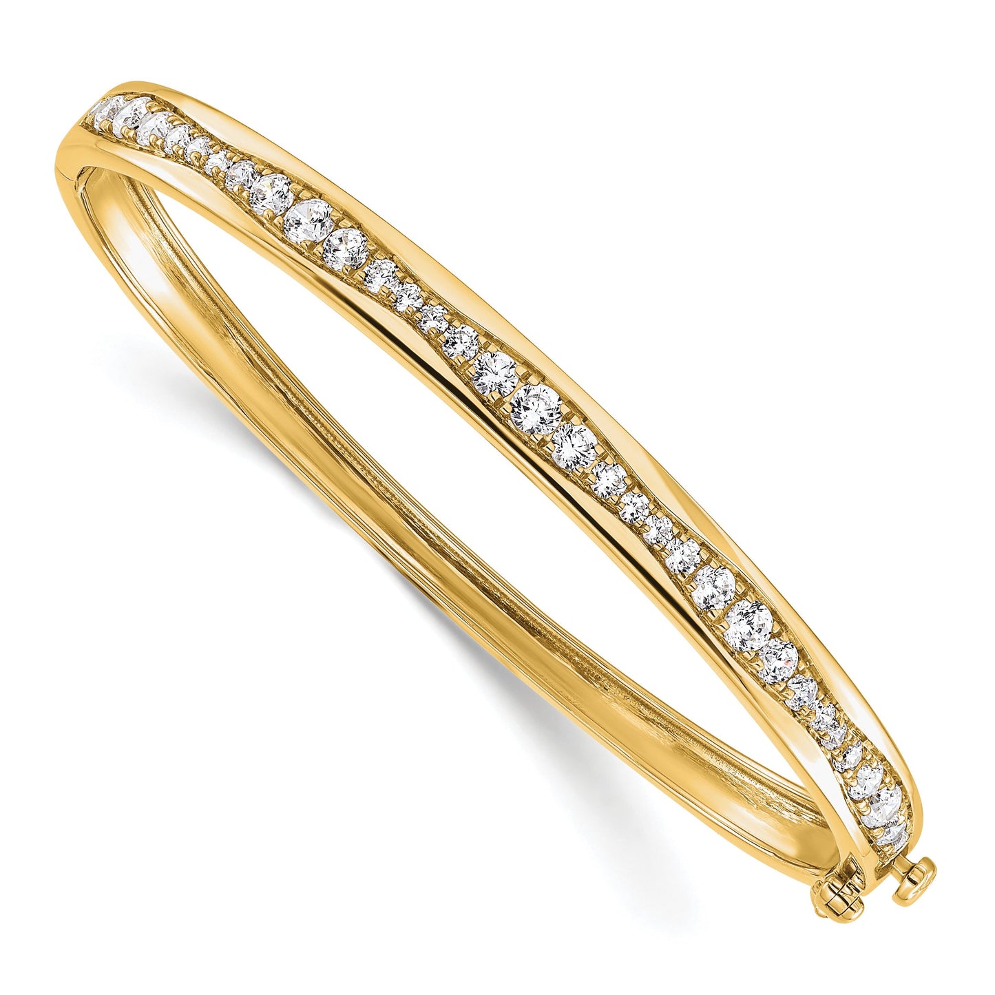 14K Gold 1 5/8 carat Lab Grown Diamond Bangle Bracelet