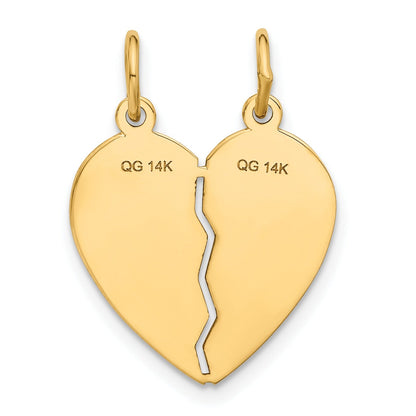 14k Gold BEST SISTER Break-apart Heart Charm Pendant