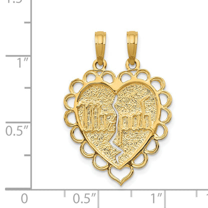 14k Gold Reversible MIZPAH Breakable Heart Pendant
