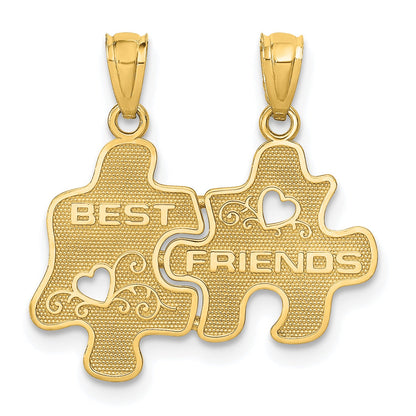 14k Gold BEST FRIENDS 2-Piece Break-apart Puzzle Charm Pendant