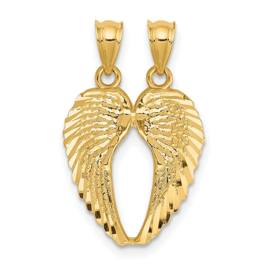 14k Gold Two-Piece Break-Apart Wings Pendant