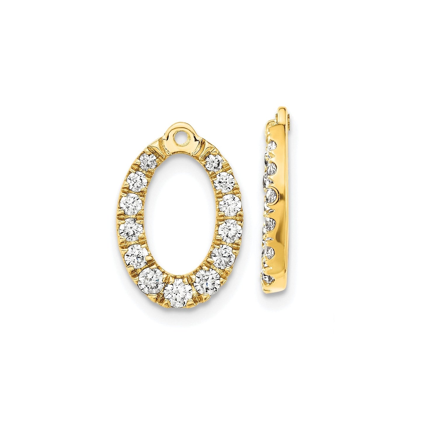 14k Gold Lab Grown Diamond Oval Earring Jackets