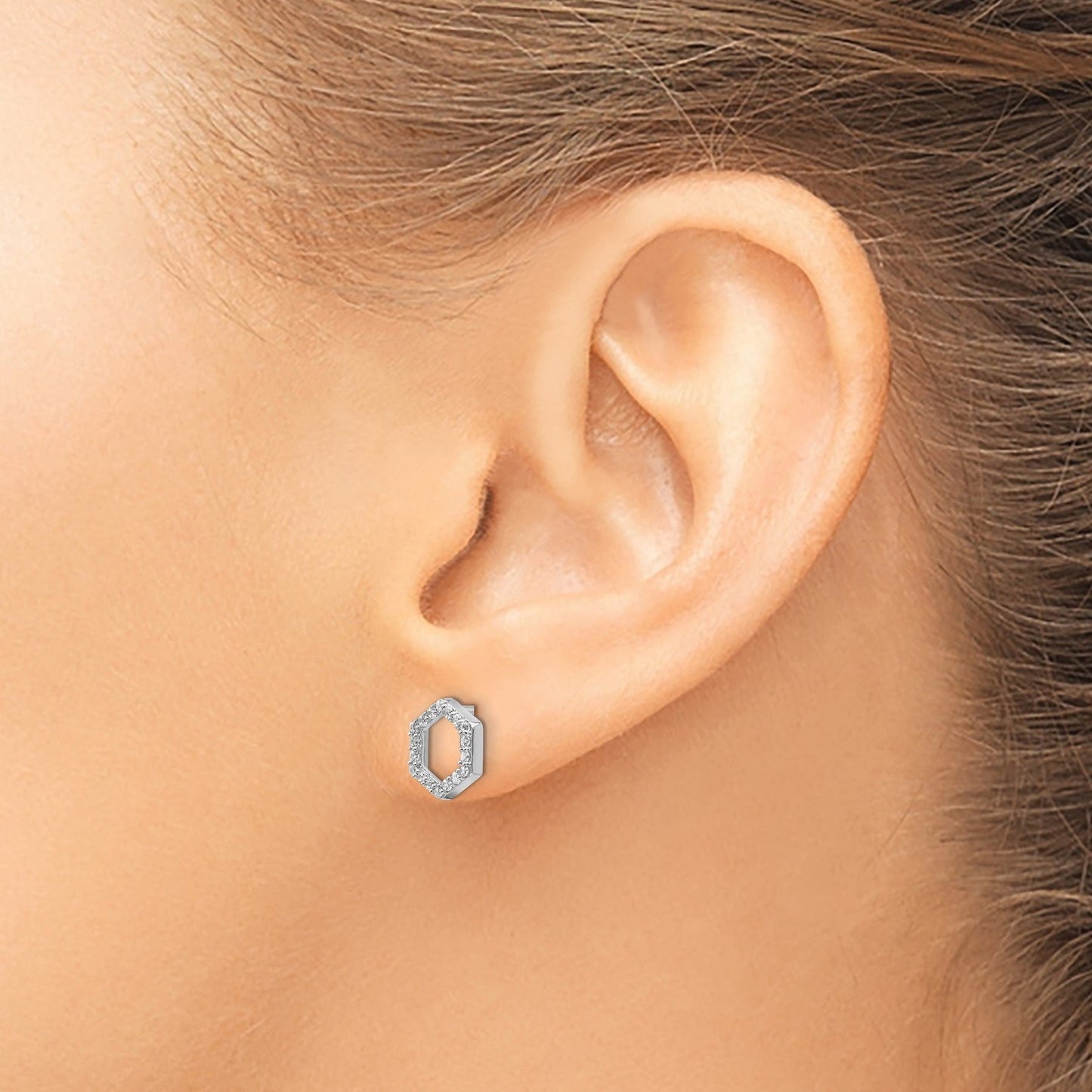 Lab Grown Diamond Hexagon Studs Earrings