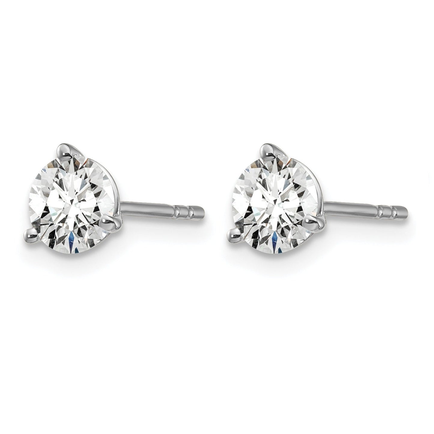 14K White Gold Round Shaped Lab Grown Diamond Stud Earrings