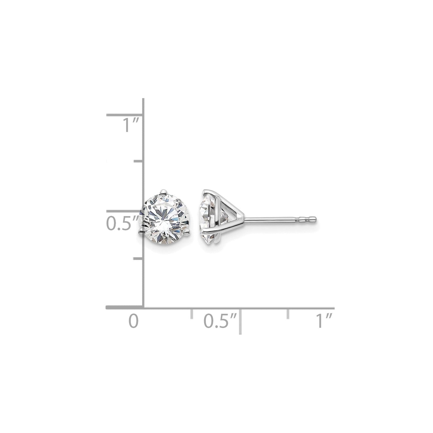 Lab Grown Round Shaped Diamond 14K White Gold Stud Earrings