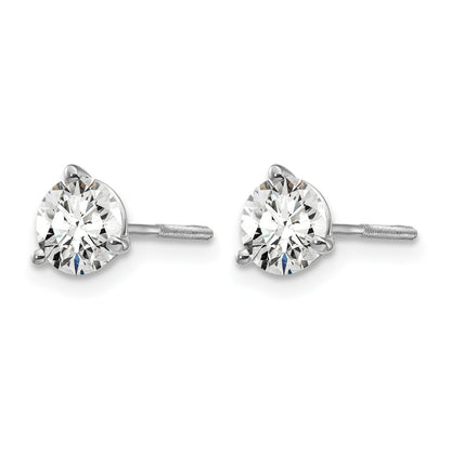14K White Gold Lab Round Shaped Diamond Stud Earring