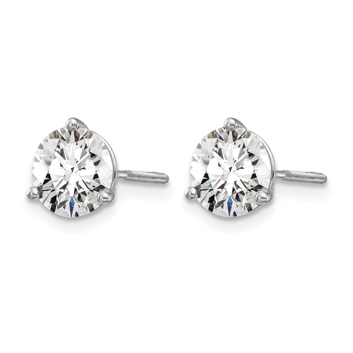 14K White Gold Lab Diamond Round Shaped Stud Earrings