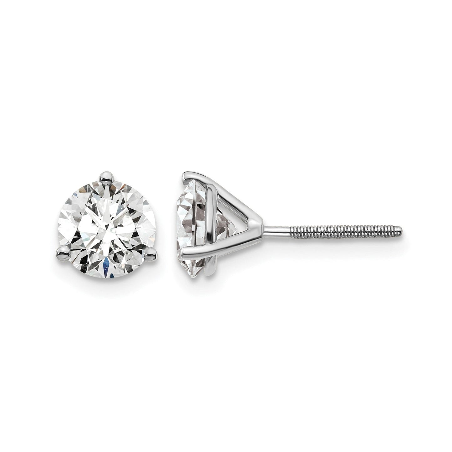 14K White Gold Round Shape Lab Diamond Stud Earrings