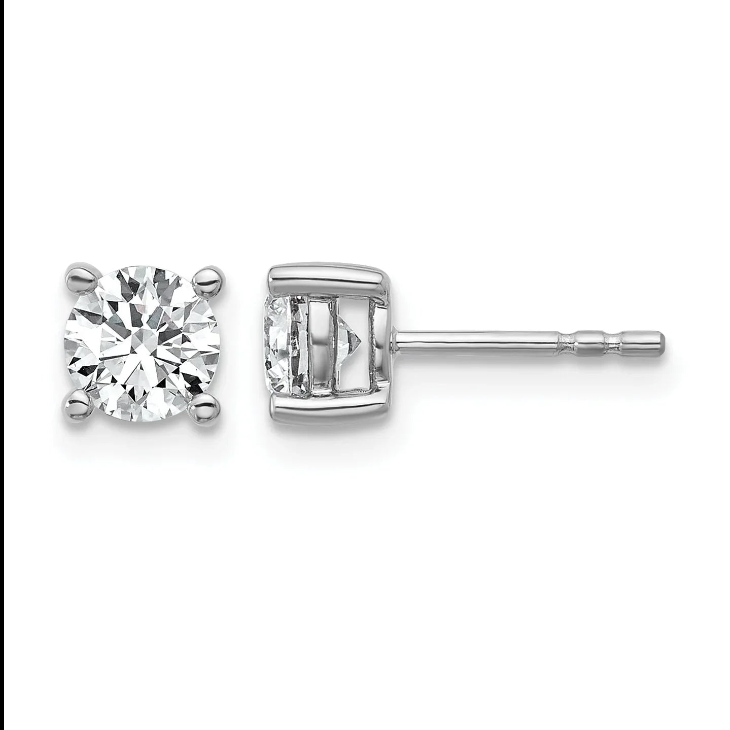 14K Gold Lab Grown Diamond 4 Prong Post and Push Back Stud Earrings