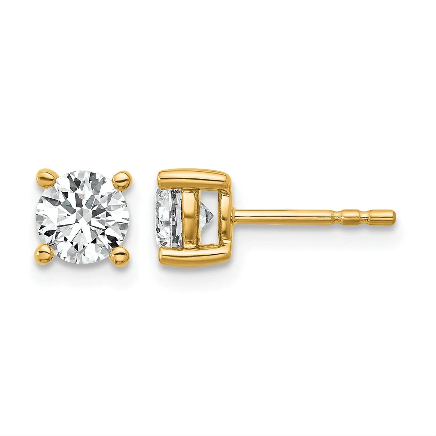 14K Gold Lab Grown Diamond 4 Prong Post and Push Back Stud Earrings