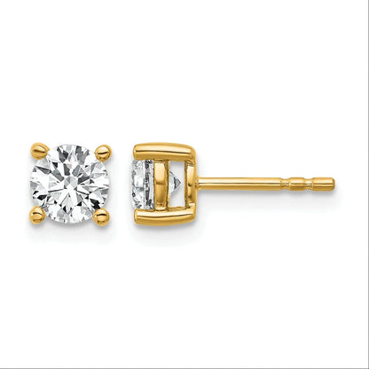 14K Gold Lab Grown Diamond 4 Prong Post and Push Back Stud Earrings