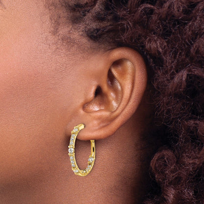 14k Gold Lab Grown Diamond Complete In and Out Hoop Earrings