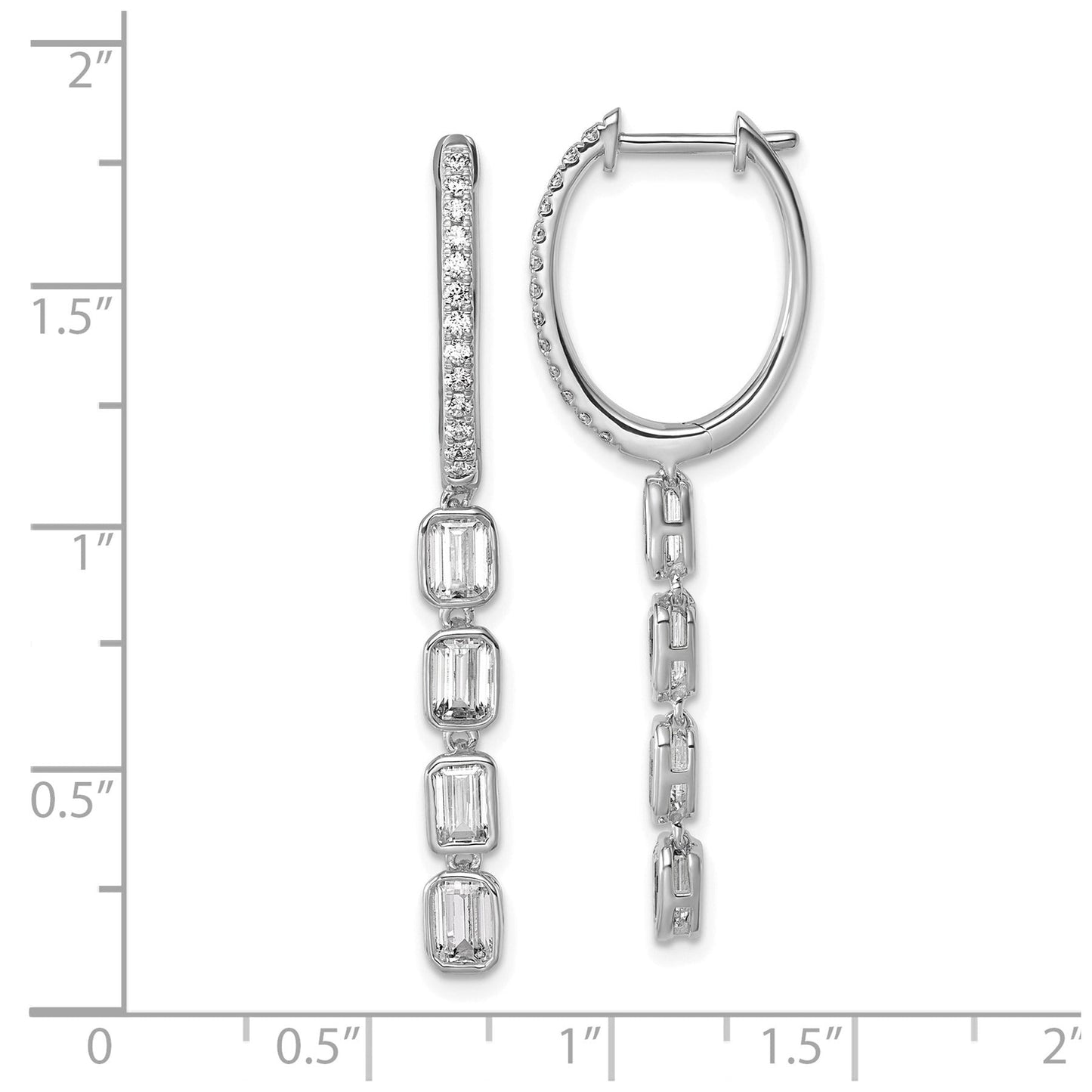 14K White Gold Lab Grown Diamond Dangle Hoop Earrings