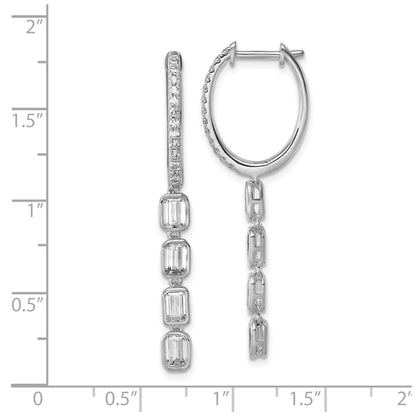 14K White Gold Lab Grown Diamond Dangle Hoop Earrings
