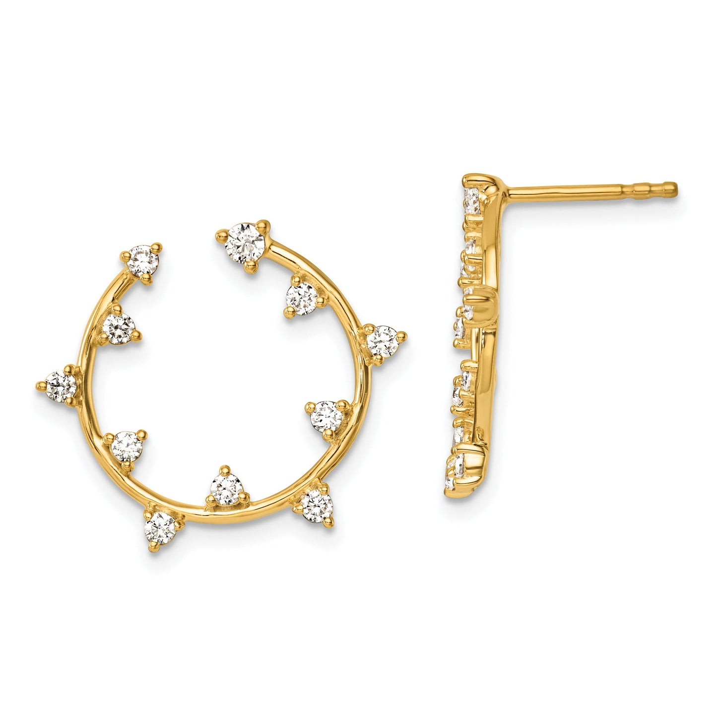 14K Gold 1/2 carat Lab Grown Diamond Circular Post Stud Earrings