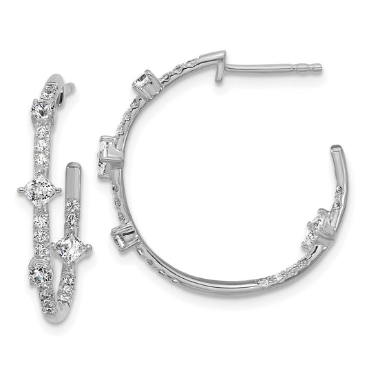 14K White Gold Lab Diamond Hoop Earrings 1 Ct