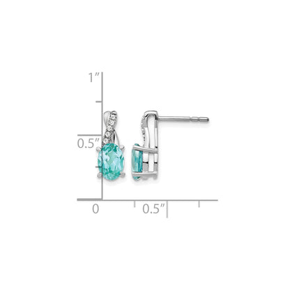14k White Gold Lab Grown Diamond and Created Paraiba Post Earrings