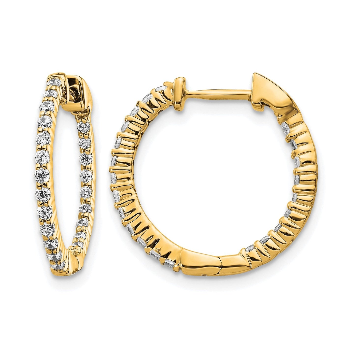 14k Gold Lab Grown Diamond In/Out Hoop Earrings 0.5 Ct