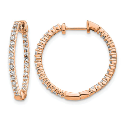 14k Gold Lab Grown Diamond Round In and Out Hoop Earrings