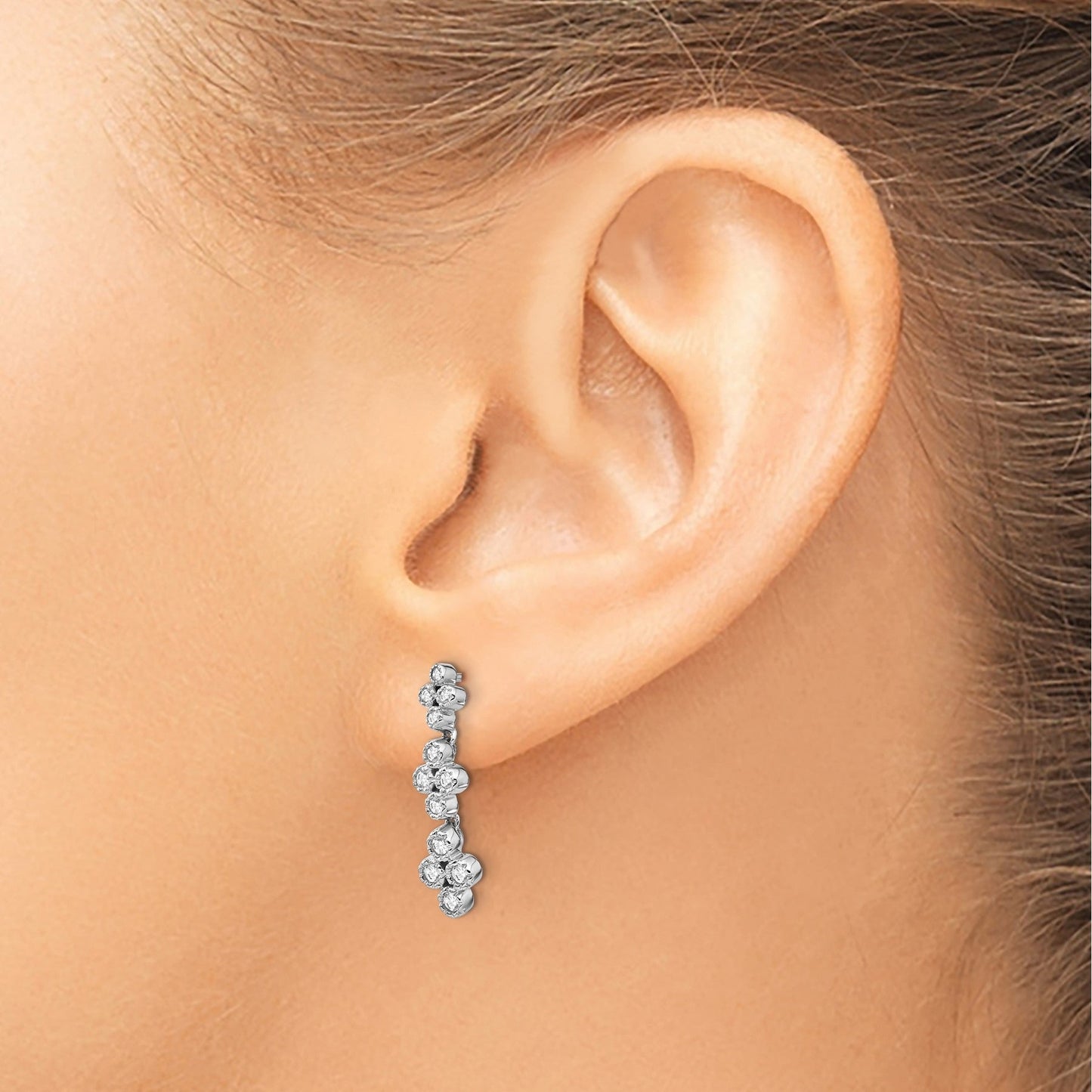 14K Lab Grown Diamond Floral Bloom Post Dangle Earrings