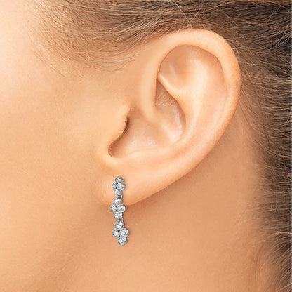 14K Lab Grown Diamond Floral Bloom Post Dangle Earrings